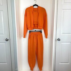 Orange 3-Piece Jogger Tracksuit Set – Size Small